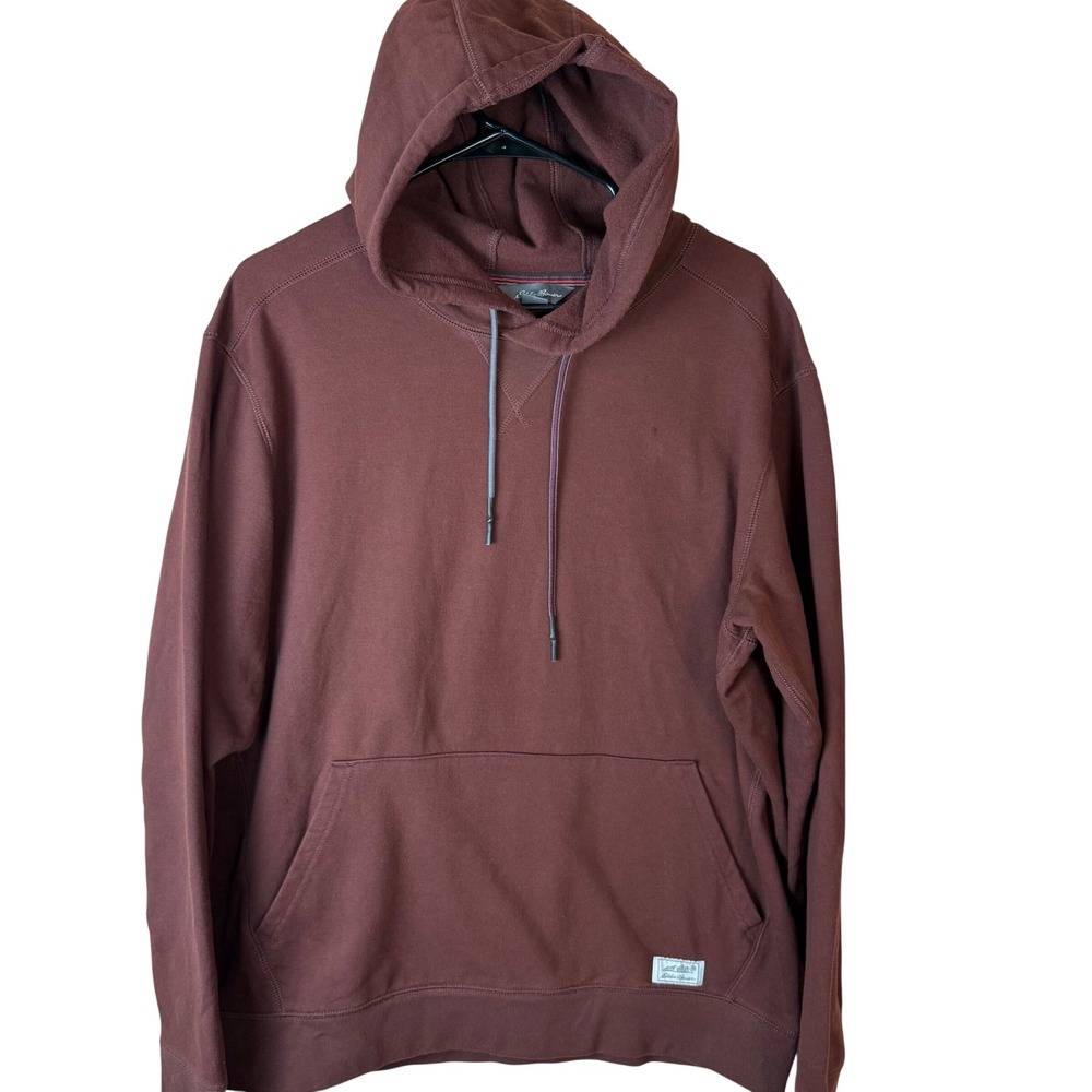 SALE Eddie Bauer Mens Everyday Po Hood Pullover Hoodie Maroon Size‎ L Cotton
